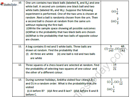 CBSE Class 11 Mathematics Probability Worksheet Set B 3
