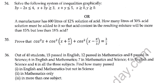 CBSE Class 11 Mathematics Question Paper Set W 6