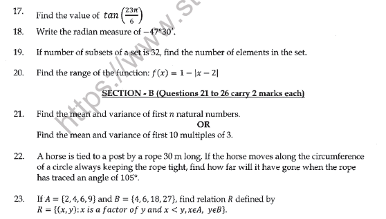 CBSE Class 11 Mathematics Question Paper Set X 3