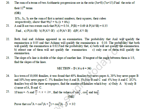 CBSE Class 11 Mathematics Question Paper Set Y 4