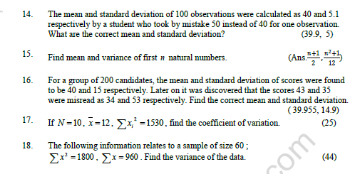 CBSE Class 11 Mathematics Statistics Worksheet Set B 3