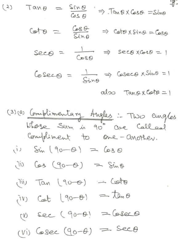CBSE Class 11 Mathematics Trigonometry Notes Set A