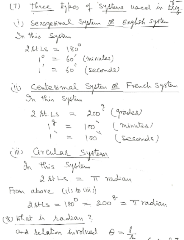 CBSE Class 11 Mathematics Trigonometry Notes Set B