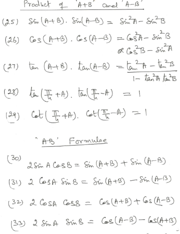 CBSE Class 11 Mathematics Trigonometry Notes Set C