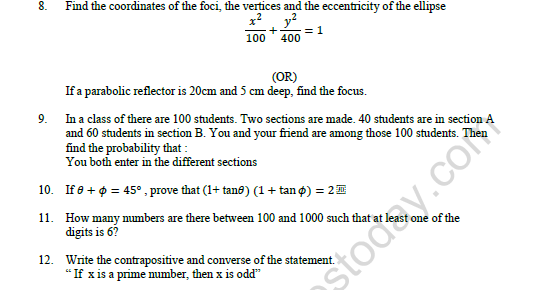 CBSE Class 11 Mathematics Worksheet Set A 2