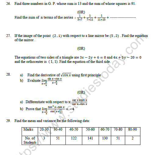 CBSE Class 11 Mathematics Worksheet Set A 6
