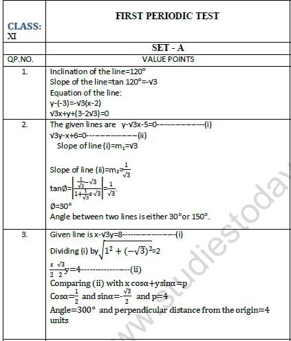 CBSE Class 11 Mathematics Worksheet Set A Solved 1