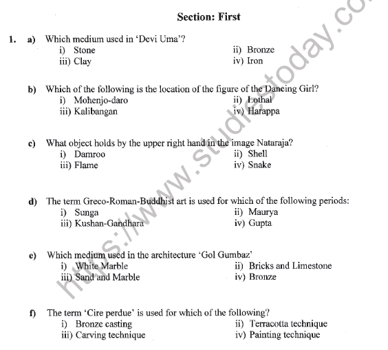 CBSE Class 11 Painting Sample Paper Set D Solved 1