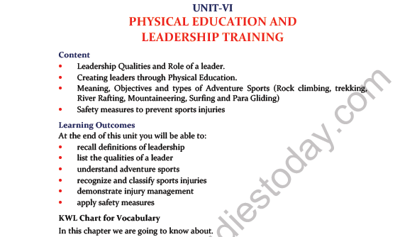 CBSE Class 11 Physical Education Physical Education And Leadership Training Notes 1