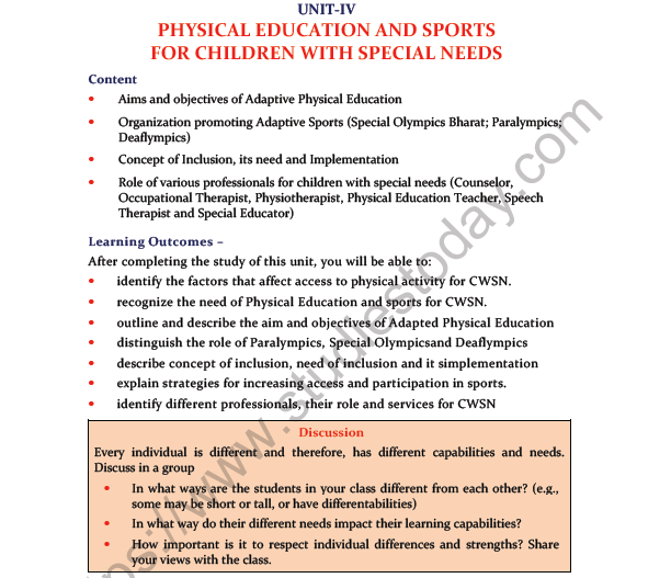 CBSE Class 11 Physical Education Physical Education And Sports For Children Notes 1