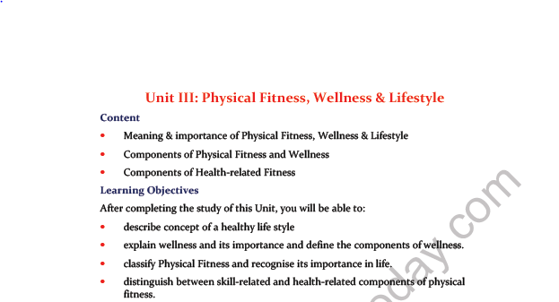CBSE Class 11 Physical Education Physical Fitness Wellness and Lifestyle Notes 1