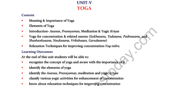 CBSE Class 11 Physical Education Yoga Notes 1