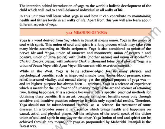 CBSE Class 11 Physical Education Yoga Notes 3