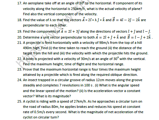 CBSE Class 11 Physics Kinematics Worksheet Set A 8