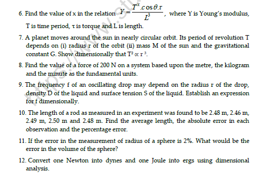 CBSE Class 11 Physics Physical World And Dimension Worksheet Set A 3