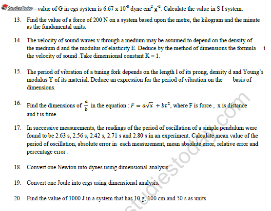 CBSE Class 11 Physics Physical World And Measurements Worksheet Se A 4
