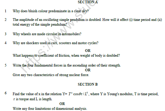 CBSE Class 11 Physics Question Paper Set V Solved 1