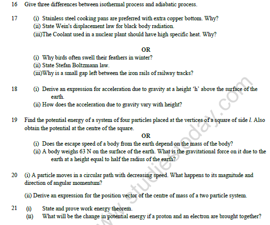 CBSE Class 11 Physics Question Paper Set V Solved 4
