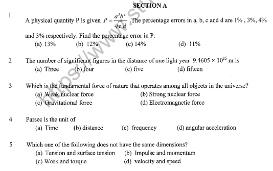 CBSE Class 11 Physics Question Paper Set W Solved 1