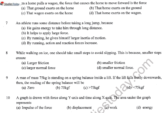 CBSE Class 11 Physics Question Paper Set W Solved 2