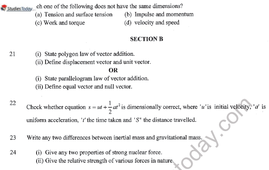 CBSE Class 11 Physics Sample Paper Set H Solved 6