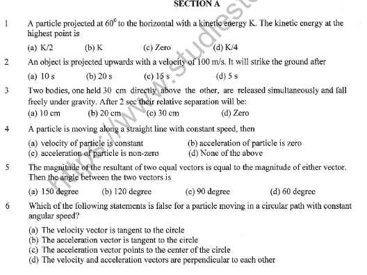 CBSE Class 11 Physics Sample Paper Set I Solved 1