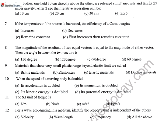 CBSE Class 11 Physics Sample Paper Set J Solved 2