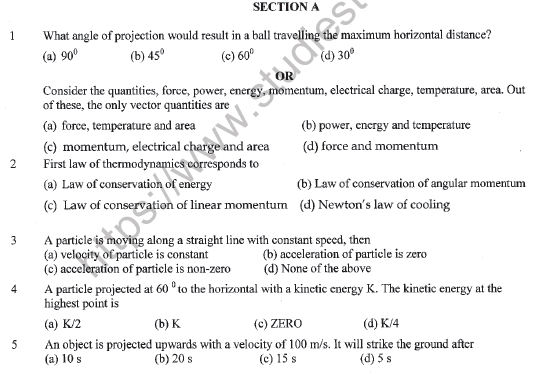 CBSE Class 11 Physics Sample Paper Set K Solved 1