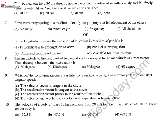 CBSE Class 11 Physics Sample Paper Set K Solved 2