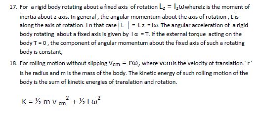 CBSE Class 11 Physics System Of Particles And Rotational Motion Notes Set A