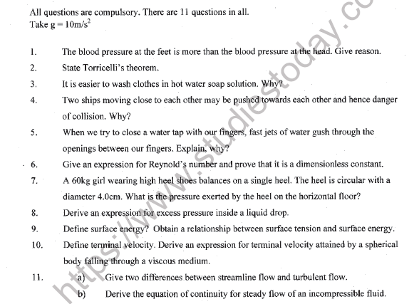 CBSE Class 11 Physics Worksheet Set G Solved 1