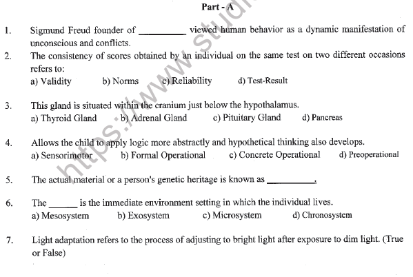 CBSE Class 11 Psychology Question Paper Set H Solved 1