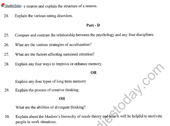 CBSE Class 11 Psychology Question Paper Set H Solved 4