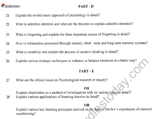 CBSE Class 11 Psychology Question Paper Set I Solved 4