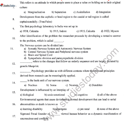 CBSE Class 11 Psychology Sample Paper Set F Solved 2