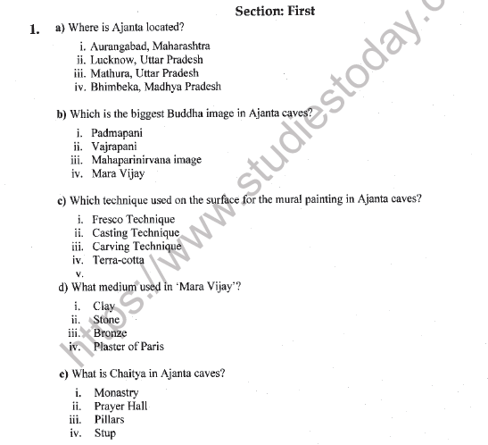 CBSE Class 11 Sculpture Question Paper Set B 1