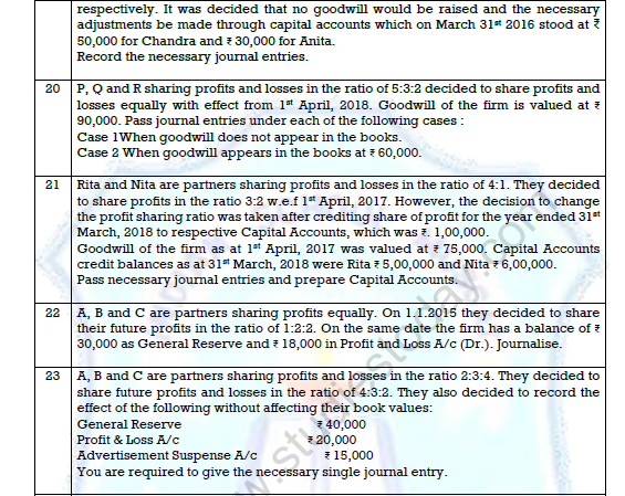CBSE Class 12 Accountancy Change in Profit Sharing Worksheet Set B 5