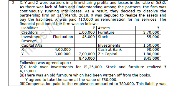 CBSE Class 12 Accountancy Dissoultion of Partnership Firm Worksheet Set A 2