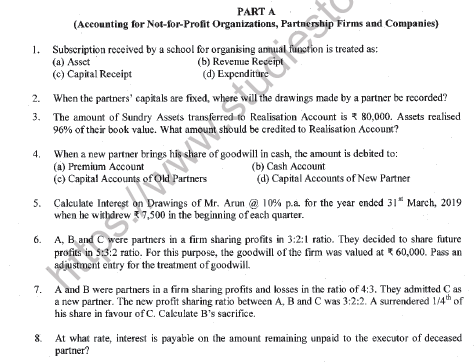 CBSE Class 12 Accountancy Sample Paper 2021 Set A Solved 1