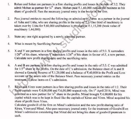 CBSE Class 12 Accountancy Worksheet Set D Solved 1