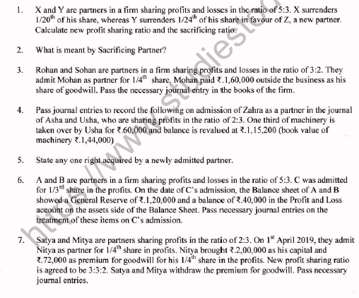 CBSE Class 12 Accountancy Worksheet Set F Solved 1