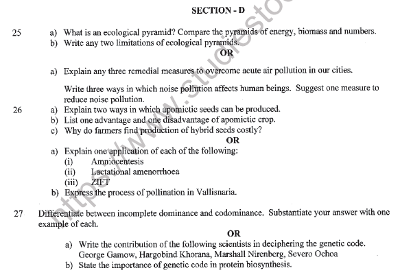 CBSE Class 12 Biology Question Paper 2022 Set D 5