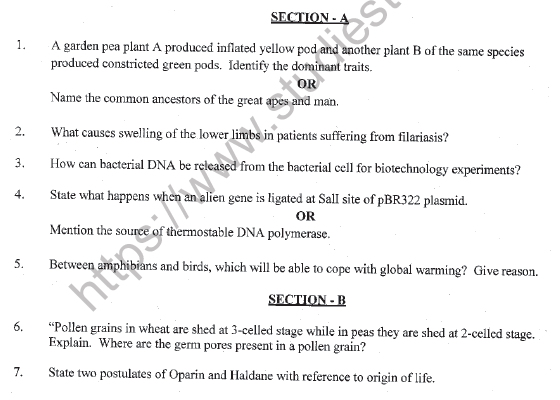 CBSE Class 12 Biology Sample Paper 2022 Set A Solved 1