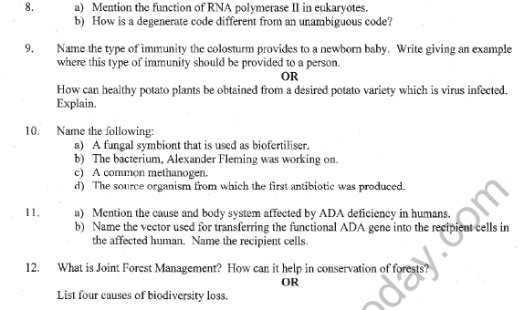 CBSE Class 12 Biology Sample Paper 2022 Set A Solved 2