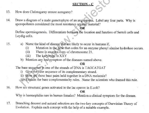 CBSE Class 12 Biology Sample Paper 2022 Set A Solved 3