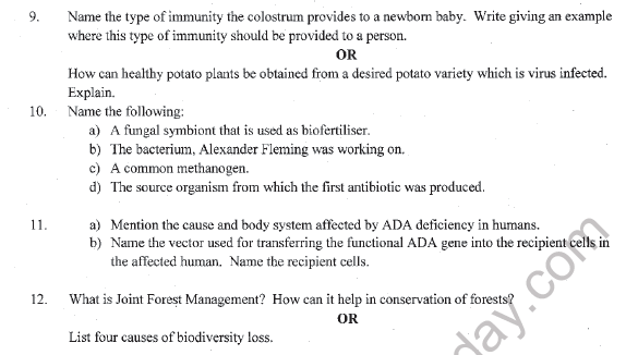 CBSE Class 12 Biology Sample Paper 2022 Set C Solved 2