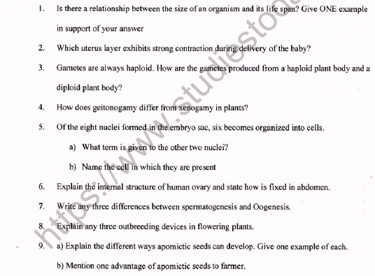 CBSE Class 12 Biology Worksheet Set E Solved 1