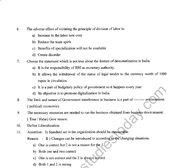 CBSE Class 12 Business Studies Question Paper 2021 Set B Solved 2