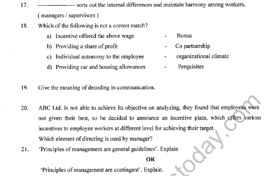 CBSE Class 12 Business Studies Question Paper 2021 Set B Solved 4