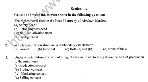 CBSE Class 12 Business Studies Sample Paper 2021 Set A Solved 1